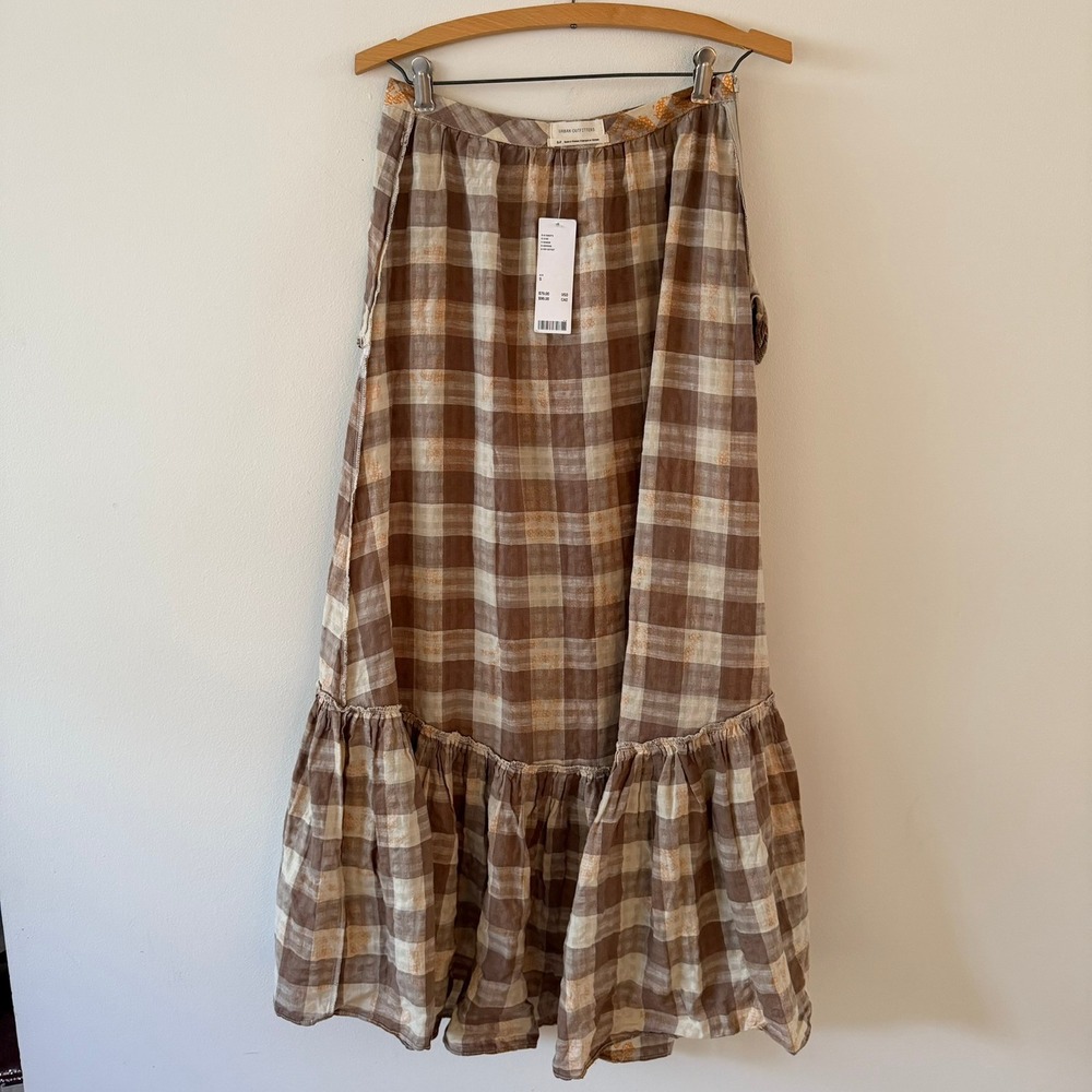 NWT Urban Outfitters Million Miles Plaid Midi Skirt Size Small - Picture 4 of 10